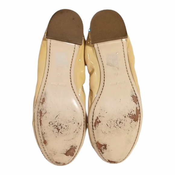 Miu Miu Bow Ballet Flats Nude Patent Leather Gold Glitter Cap Toe EU 40 US 9 - Picture 12 of 14
